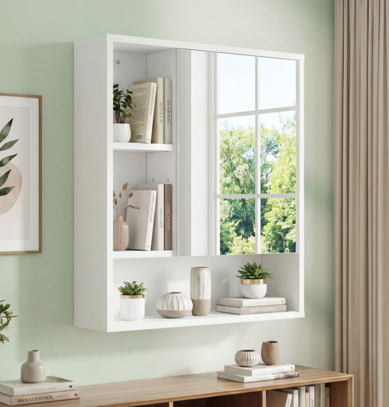 Coast Wandschrank mit Spiegel und verstellbarem Einlegeboden – 56 x 16 x 61 cm