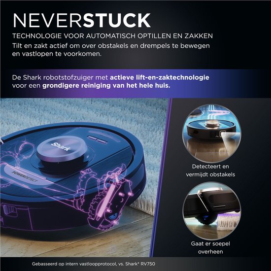 Shark PowerDetect Staubsaugerroboter mit Entleerungs-/Ladestation - Umfassende 360° Lasernavigation - Mit App und Anti-Geruchs-Technologie - Für Haustiere - RV2820VEEU