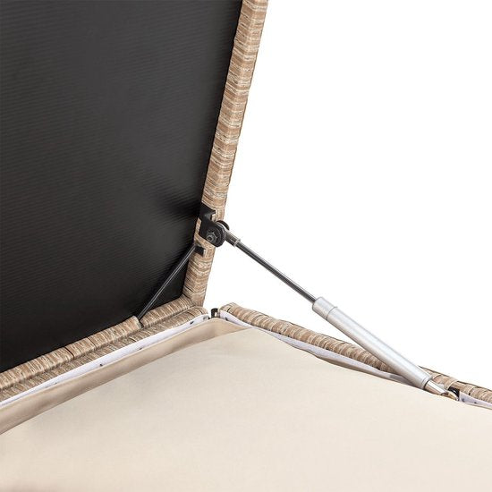 Juskys Lounge Set / Garten Set Santorini - Polyrotan - Modular - Creme - Inkl. Tisch & Aufbewahrungsbox