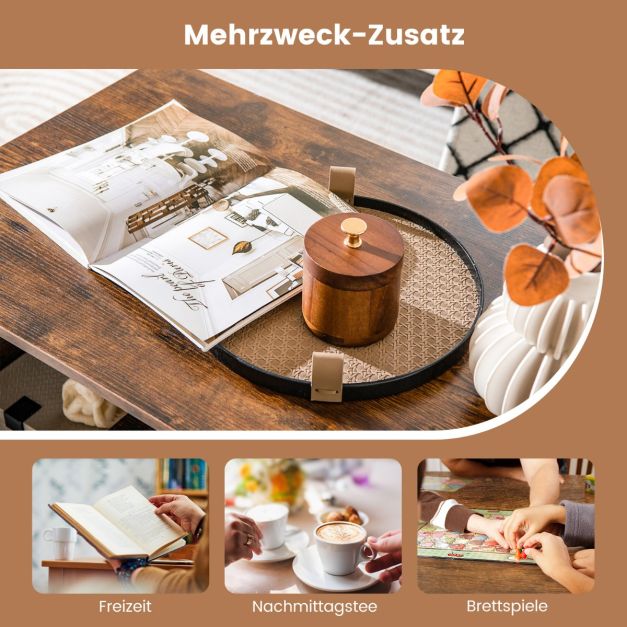 Coast Couchtisch mit 3 Ebenen – 90 x 50 x 42 cm – Natur/Weiß oder Rustikal-Braun
