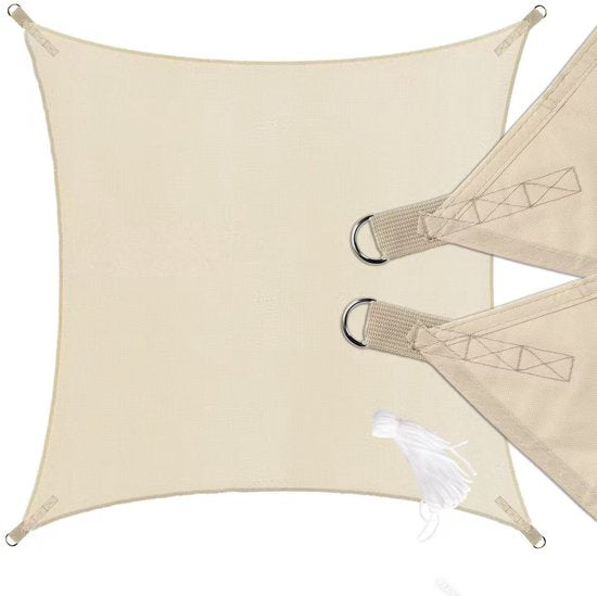 O'DADDY® Schattentuch 4x3m Rechteck - Sonnensegel - Sonnenschutznetz - Markise mit Befestigungsmaterial - Wasserdicht - UV30 Sonnenschutz - Beige