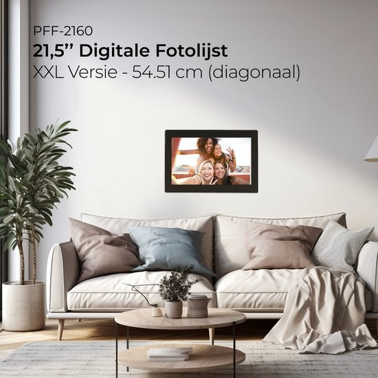 Denver - PFF2160B - Digitaler Fotorahmen - 21,5 Zoll - XXL - Full HD - Frameo App - WiFi - 32GB - IPS-Touchscreen - Schwarz