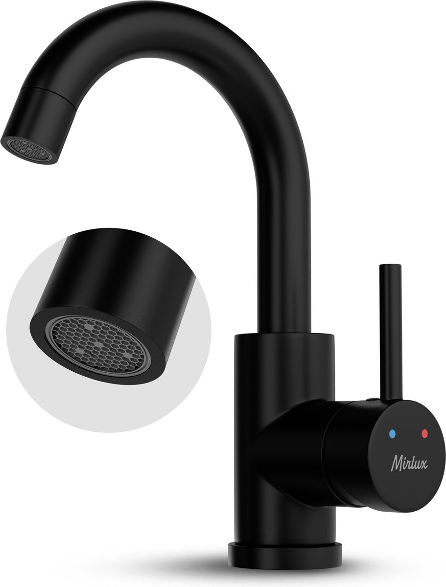 Mirlux Waschtischarmatur Schwarz 24,5 × 17 × 5 cm - Mischbatterie Bad für Kalt- und Warmwasser