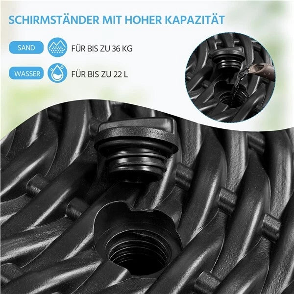 Yaheetech Sonnenschirmständer Ø 50 cm – Schwarz – Befüllbarer Sonnenschirmständer mit Wasser oder Sand für Sonnenschirme mit einem Durchmesser von 38–48 mm
