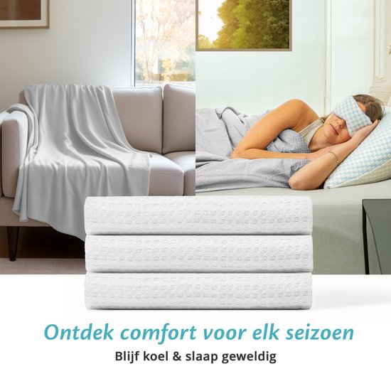 Ella Cooling blanket 135x200 cm - 100% Bio-Tencel - Selbstkühlende Decke - Kühlende Decke - Sommerdecke - Perlweiß
