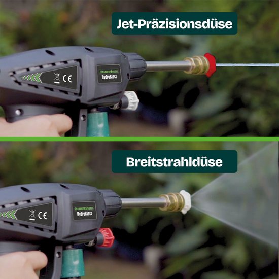 Hammersmith HydroBlast 2-in-1-Autowaschpistole – Kabellos - Mit wiederaufladbarem Akku - Für die Garten-, Fahrzeug- und Außenreinigung