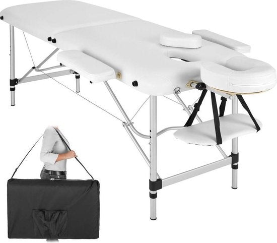 2-Zonen-Massagetisch - 4 cm Matratze - Alu - weiß - 402788