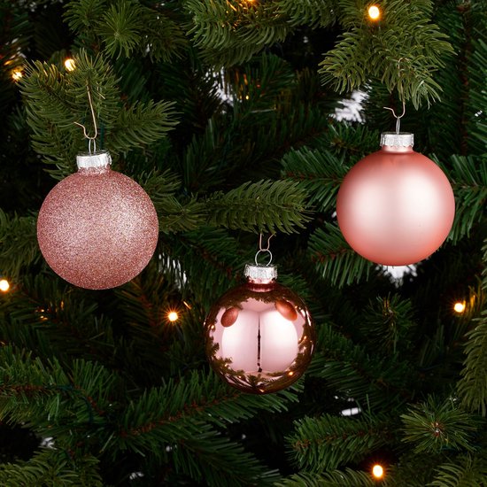 Mica Decorations Weihnachtskugeln-Set – 42 Stück – Ø 7 cm – Glas – Rosa