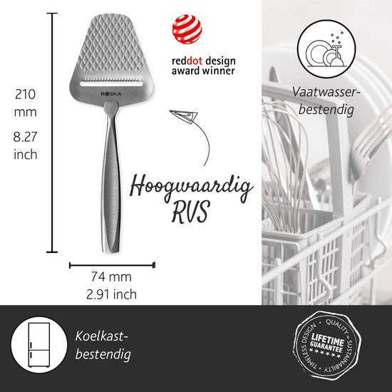 Boska Käsehobel Monaco+ - Design-Käsehobel - Preisträger - Käsehobel für Hartkäse - Edelstahl - Spülmaschinengeeigneter Käsehobel - Geschenktipp - Küchenutensilien - Küchenzubehör - Lebenslange Garantie