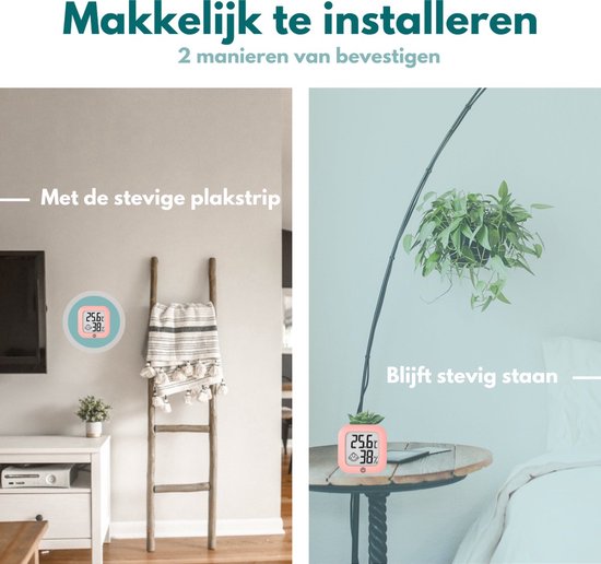 Ease Electronicz Hygrometer - Wetterstation - Luftfeuchtigkeitsmesser - Thermometer für Innenräume - inkl. Batterie und Klebestreifen