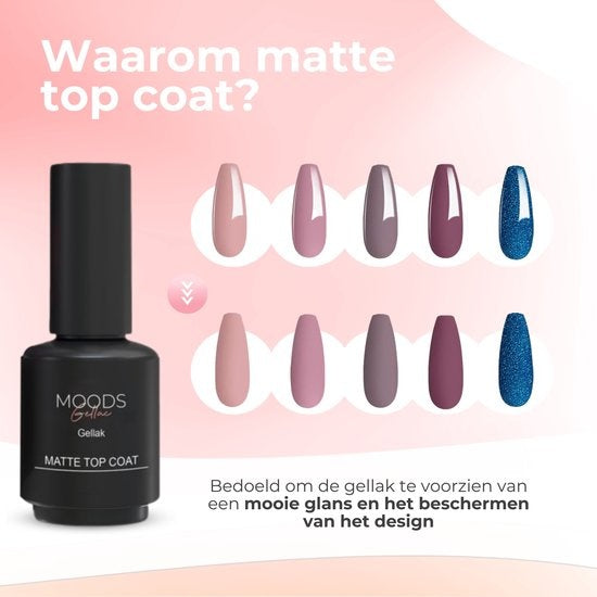 Moods Gellac - Matte Top Coat - Nagellack - Gel Paint Starter Pack - Nägel - Gel Paint Set - 15 ML