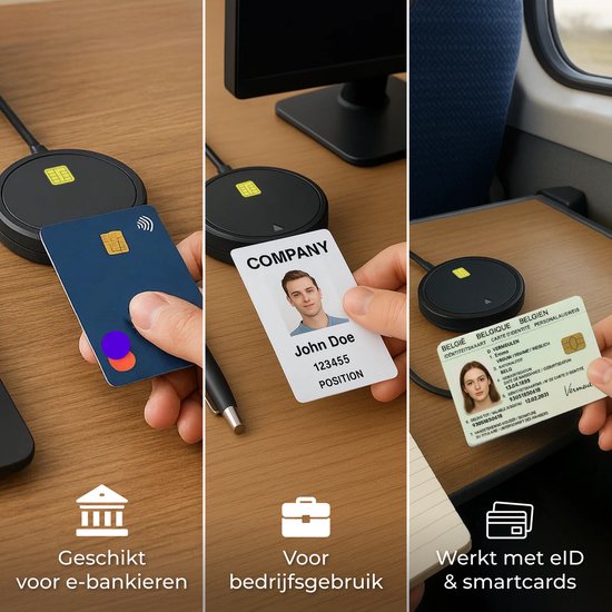 Nuvance ID-Kartenlesegerät – eID-Lesegerät Belgien – Für belgische Personalausweise, Bankkarten und Firmenausweise – USB-Kartenlesegerät