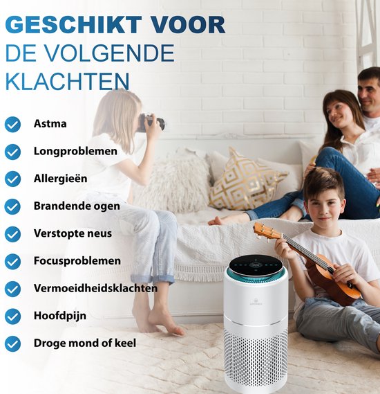 Aironex Luftreiniger mit HEPA-Filter - 40 m2 - Geeignet für Wohnzimmer, Schlafzimmer, Büro, Babyzimmer- Luftqualitätsanzeige- Wirkt gegen Staubmilben, Heuschnupfen, Allergien, Staub- Entfernt 99,97%- Luftreiniger - Luftreiniger