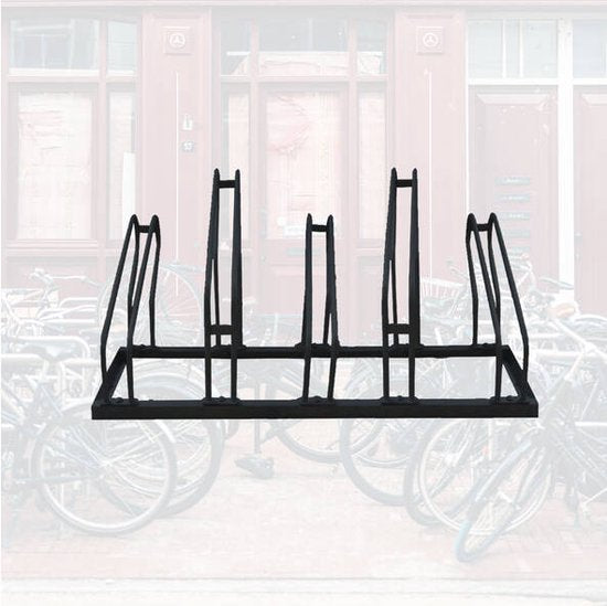 BRASQ Fahrradträger für 5 Fahrräder - Fahrradständer - Fahrradträger - Fahrradhalterung für Boden Inklusive Befestigungsmaterial - Schwarz