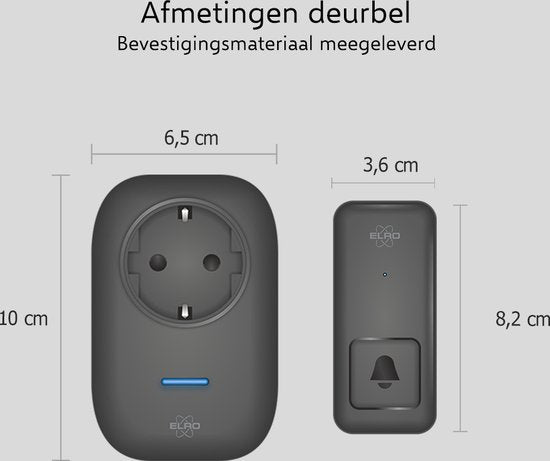 ELRO DB4000 Wireless Kinetic Doorbell Set - Niederländische Version - mit 2x Steckempfänger mit Steckdose - keine Batterien erforderlich