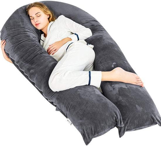 Avalo Schwangerschaftskissen XXL 280 cm – U-förmiges Stillkissen & Seitenschlafkissen – Body Pillow – Körperkissen – Dunkelgrau