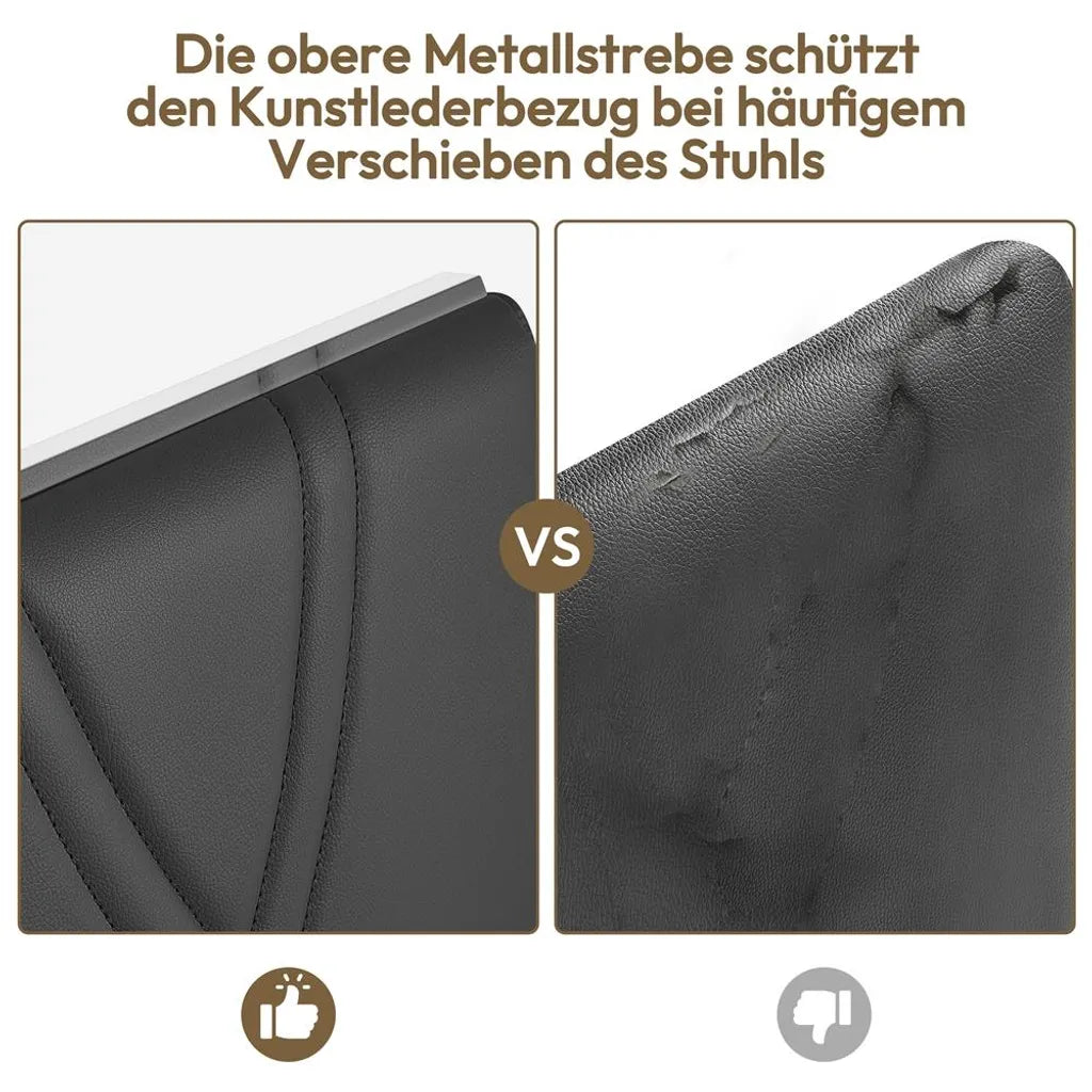 Yaheetech 2er-Set Esszimmerstühle 59 x 40,5 x 98,5 cm – Dunkelgrau – Cantilever-Stühle aus Kunstleder