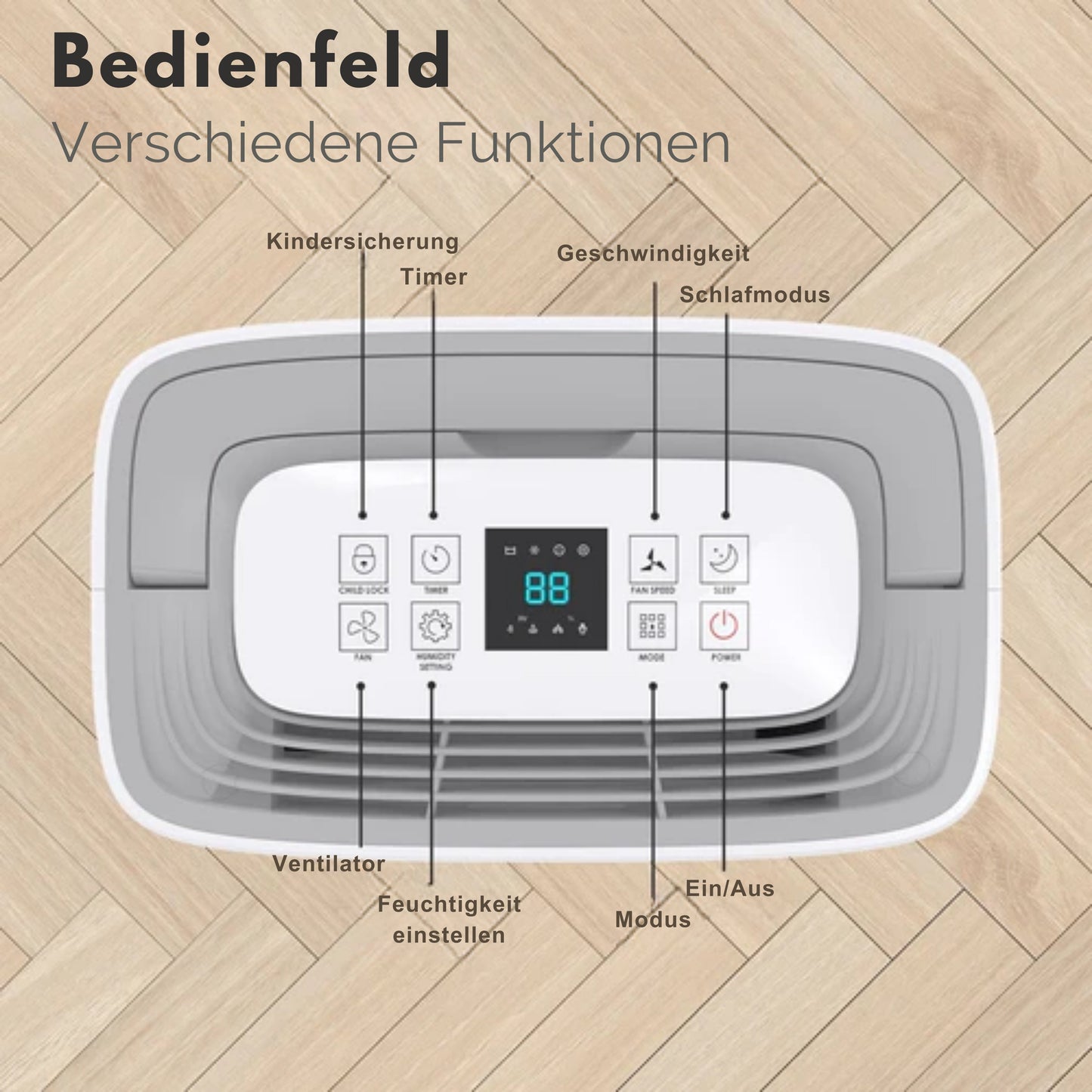 Auronic Luftentfeuchter - 25L pro Tag - Schlafzimmer/ Badezimmer/ Wohnzimmer & Büro - Weiß