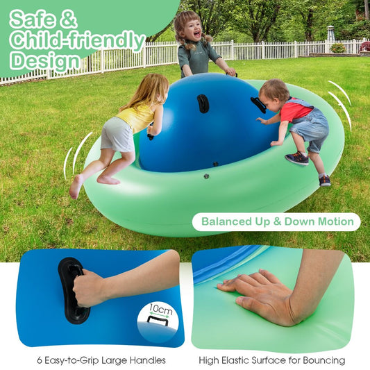 Coast Aufblasbarer Schaukelball für Kinder – mit 6 Griffen – für drinnen und draußen geeignet – blau und grün