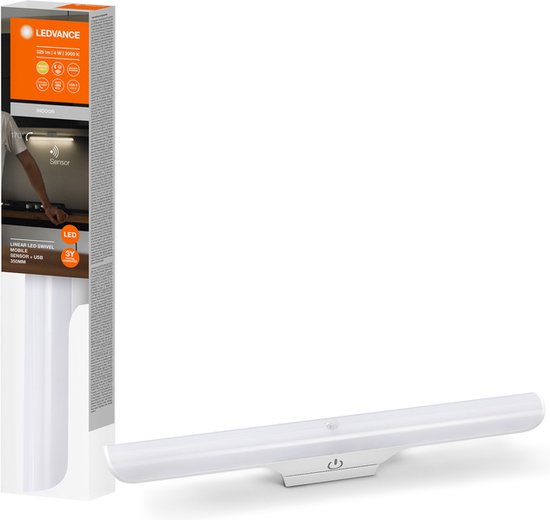 LEDVANCE LINEAR LED SCHARNIER Unterschrankbeleuchtung, 4 W, 325 lm, warmweißes Licht, magnetisches Lampengehäuse, Bewegungs- und Tageslichtsensor, dimmbar, lange Lebensdauer, Schutzklasse IP20, 3000 K
