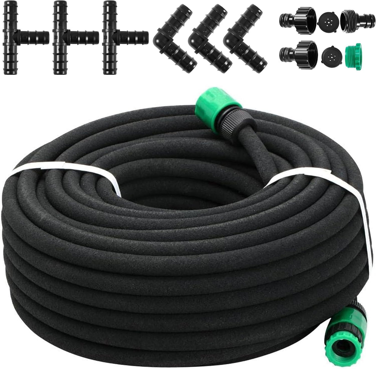 Yaheetech Tropfschlauch 50 m – 16 mm, mit Anschlussset für die Gartenbewässerung