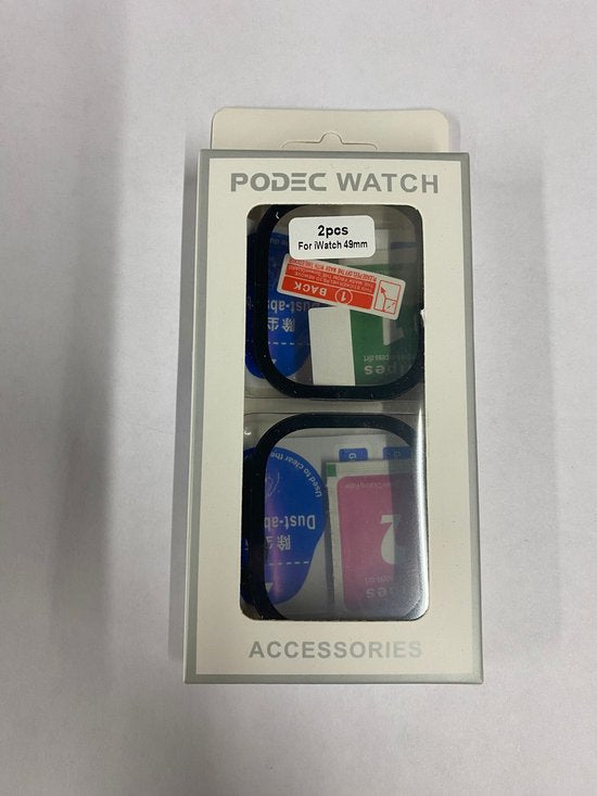 Gehäuse passend für Apple Watch Ultra - 49 mm Bildschirmschutz - Podec Full Cover Hard Case - Schwarz - 2 Stück