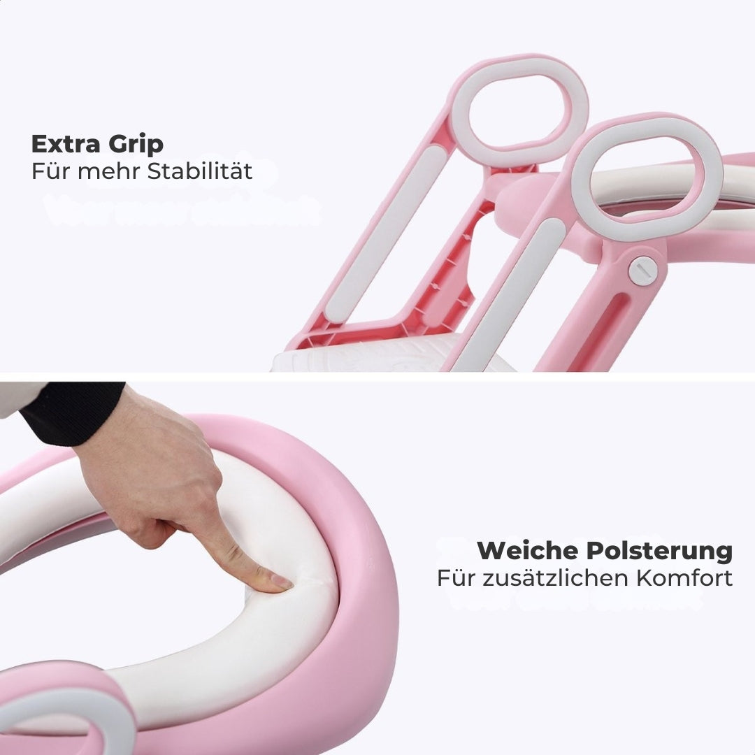 LifeGoods - Toilettensitzverkleinerer - Toilettentrainer mit Treppe - Töpfchen Kleinkind - 2 bis 7 Jahre - Rosa/Weiß