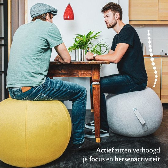 Bckz Sitzball Leinen 65 CM - Sitzball mit Bezug - Balance Hocker - Luxus Yoga Ball - Ergonomischer Bürostuhl Ball - Hellblau