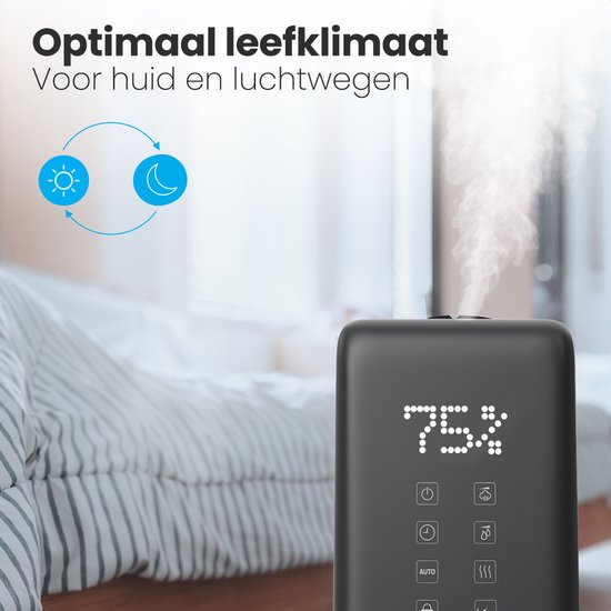 Auronic Luftbefeuchter - 3 Wärmestufen - 6L Tankkapazität - 70m2 - Wasserfilter inklusive - Schwarz