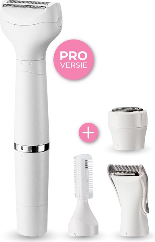 Nuvance - Ladyshave - Ladyshaves für Frauen - 4 Aufsätze - mit Augenbrauentrimmer - Bikini-Trimmer - Rasierer Frau - Lady Shave - Weiß