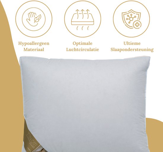 Ten Cate Kopfkissen – Kopfkissen bei Nackenbeschwerden – Gänsedaunen & Gänsefedern – Dreikammer – Kopfkissen – Geeignet für Rücken-, Seiten- und Bauchschläfer – Ergonomisches Boxkissen – 50 x 60 cm