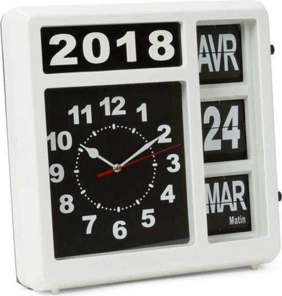 Perel Wanduhr mit Flipchart Kalender - 31 X 31 Cm - Französisch