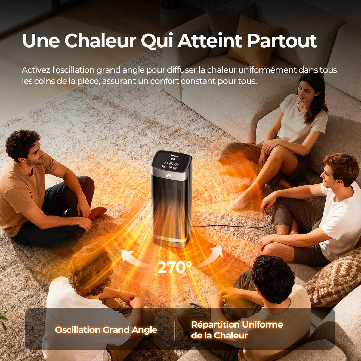 Totopia 2000 W Keramikheizung – PTC-Elektroheizung mit Fernbedienung – 12-Stunden-Timer – Schwenkfunktion – 40 × 15 × 12 cm – Schwarz