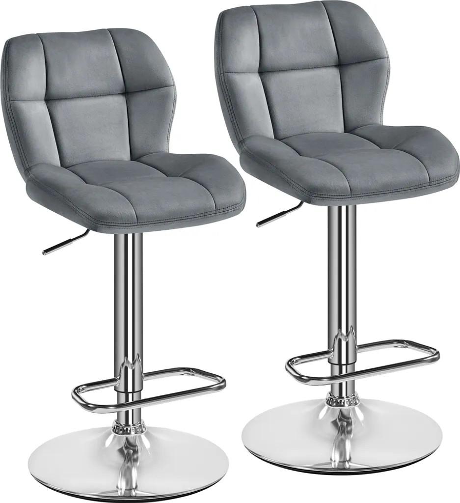 Yaheetech Barhocker-Set, 2er-Set mit Fußstütze – 62,5–84,5 cm – Dunkelgrau