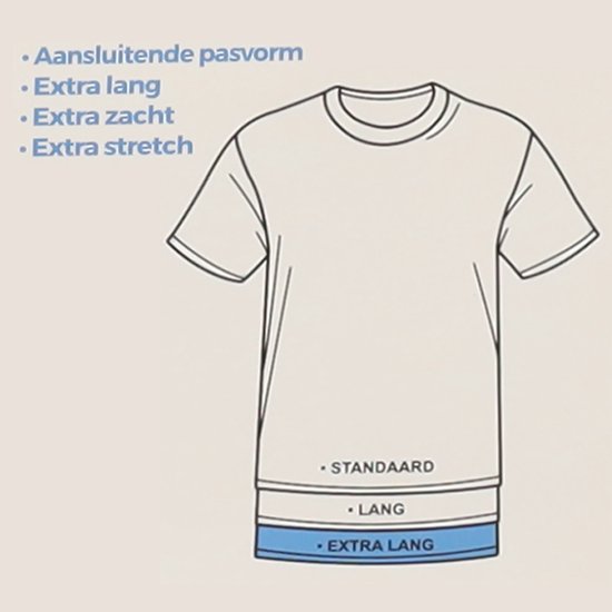 Comfort Essentials – T-Shirts für Herren – Extra lang – Navy - Größe L – 3er-Pack – Rundhalsausschnitt – Unterhemd für Herren