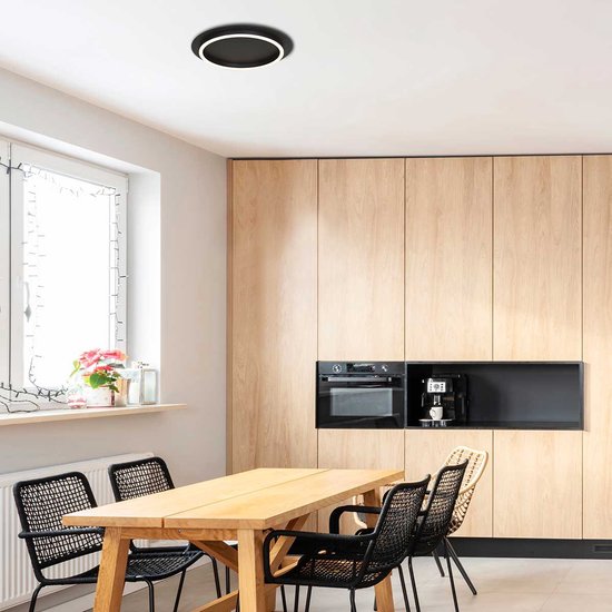 Deckenleuchte Ringlux 3655ZW, schwarze Deckenleuchte, Ø 32 cm, mit warmem LED-Licht, aus Metall und Kunststoff, trendiges Design, Marke Steinhauer