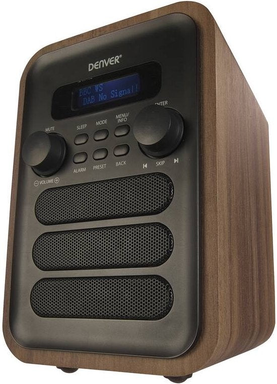 Denver - DAB48 - DAB+ Radio - Bluetooth/ FM - LCD-Bildschirm - Grau/ Braun