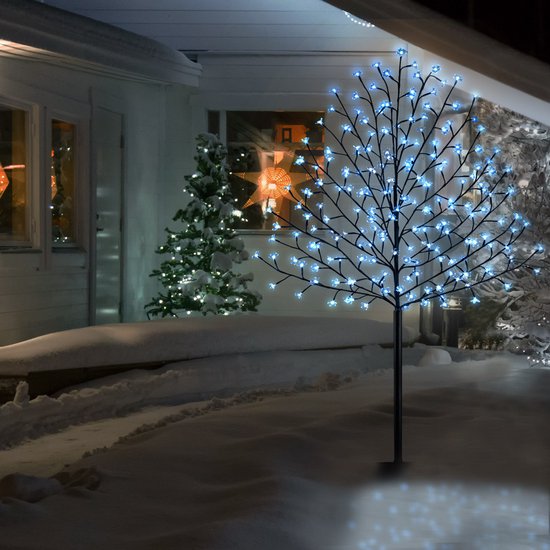 Monzana Weihnachtsbeleuchtung - Kirschblüte 220cm Timer IP44 - Kaltweiß