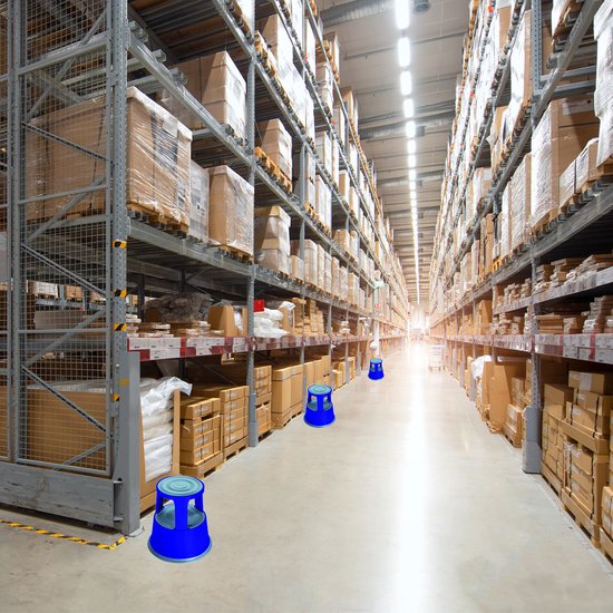 BRASQ Tritthocker Premium Blau - Kapazität 150 kg - Tritthocker - Elefantenfuß - Bürohocker - Rolltreppe - Hocker - Metall