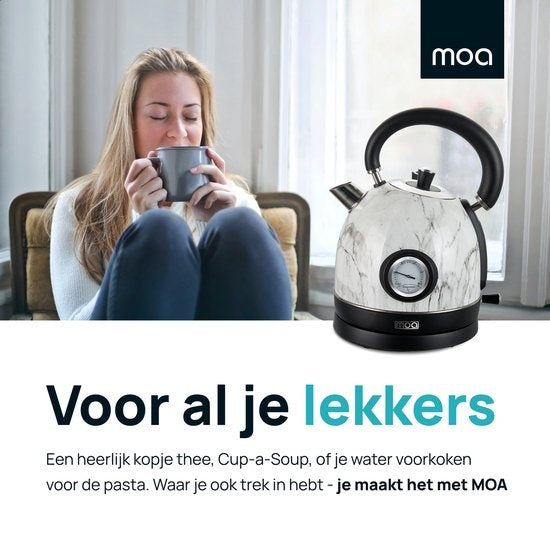 MOA Retro-Wasserkocher Weißer Marmor 1,8 Liter - Elektrisch - Limitierte Auflage - EK3TM
