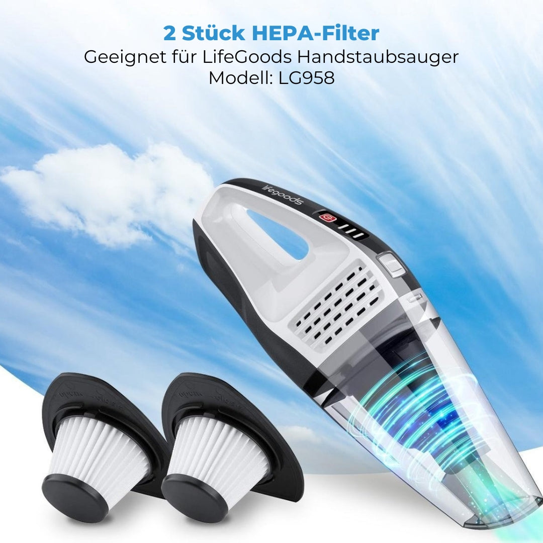 LifeGoods Handstaubsauger HEPA-Filter - 2 Stück - Für Handstaubsauger LG958