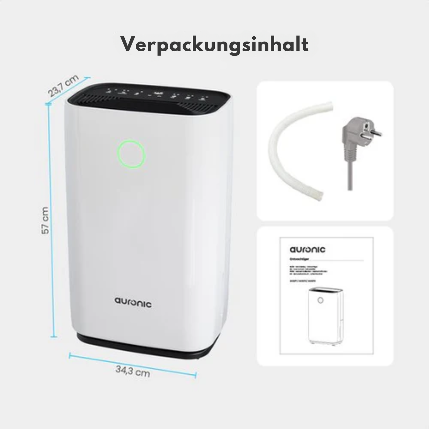Auronic Luftentfeuchter - 16 l Kapazität pro Tag - Wash-Dry-Funktion - Nachtmodus - Für Schlafzimmer & Wohnzimmer - Weiß & Kunststoff