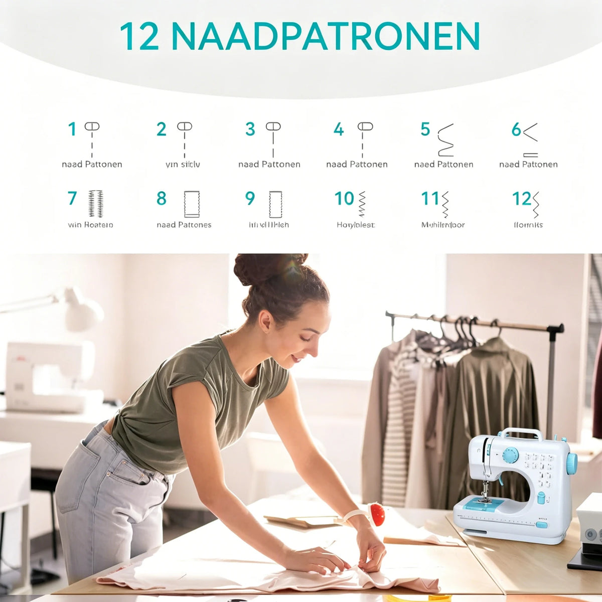 iAGREEA Mini tragbare elektrische Nähmaschine – Lila