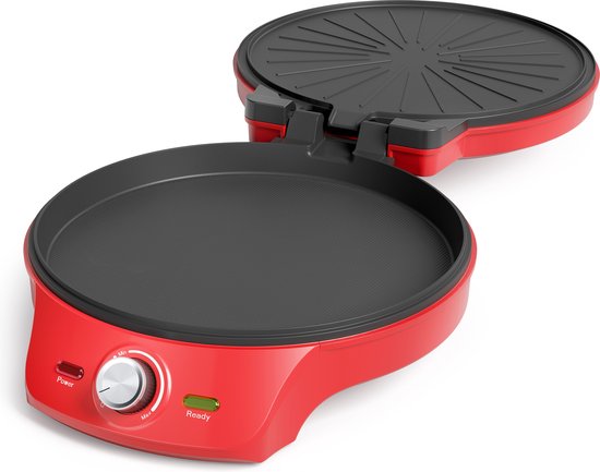Princess Pizza Maker 115007 – Pizzaofen – Einstellbarer Thermostat bis 220 °C – Rot – Ø 30 cm – auch als Tischgrill verwendbar – für frische und Tiefkühlpizzen