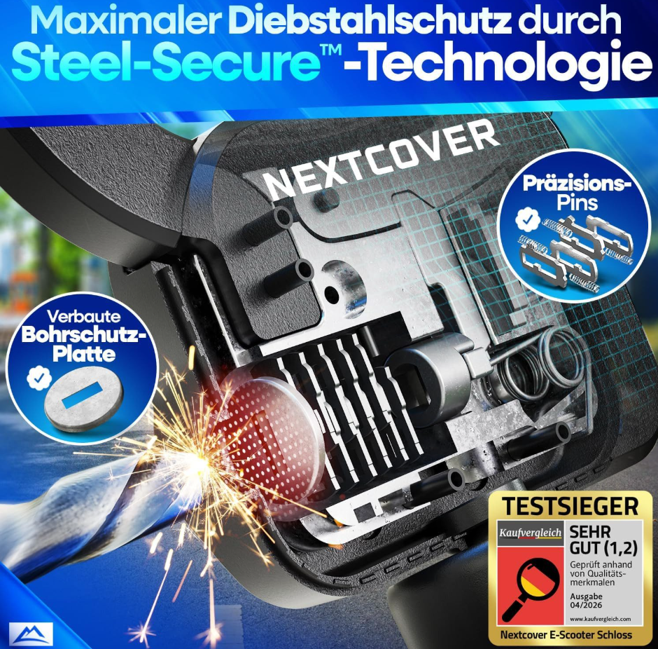 Nextcover E-Scooter-Kettenschloss 90 cm – Rosa – Steel-Secure-Technologie