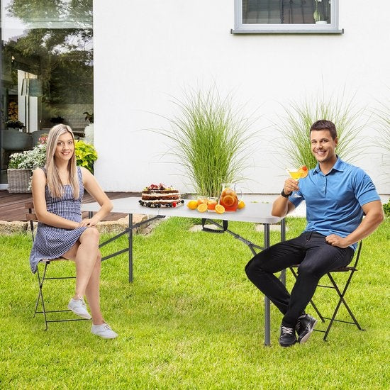 LifeGoods Zusammenklappbarer Tisch - 60x120cm - Campingtisch - Wetterfest - Klapptisch - Weiß