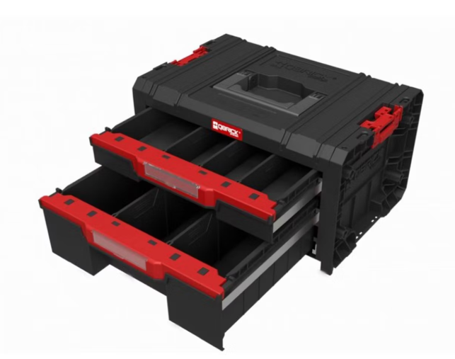 Qbrick System Pro Schubladenset auf Rädern - 2 Schubladenfächer, 61 x 44 x 33 cm, Schwarz