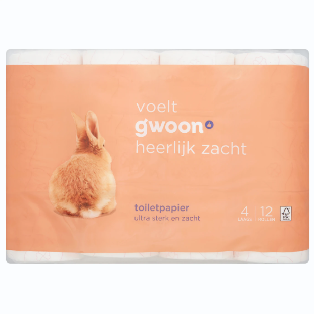 G'woon Toilettenpapier, 4-lagig – 12 Rollen – ultraweich