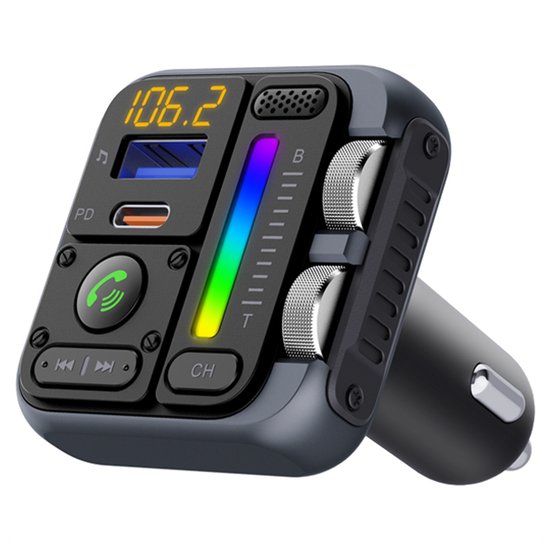 iSetchi Bluetooth FM Transmitter - Quick Charge 3.0 - Auto-Carkit - USB C - Drahtlos