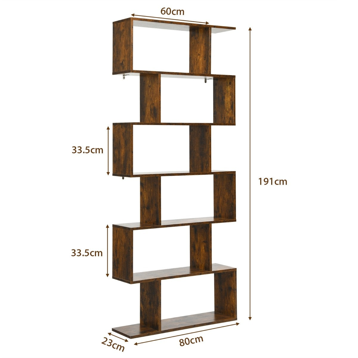 Coast Standregal 6 Level S-Shape BOOKROOM Lagerregal Holz Farbwahl-braun